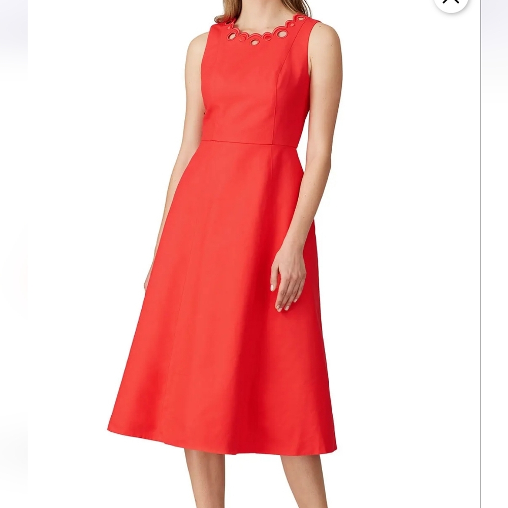 NEW Kate Spade New York Scallop Cutout Midi Dress Red Pink Ladies 6